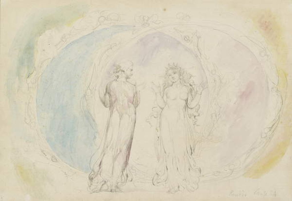 Detail of Beatrice and Dante in Gemini, amid Spheres of Flame by William Blake
