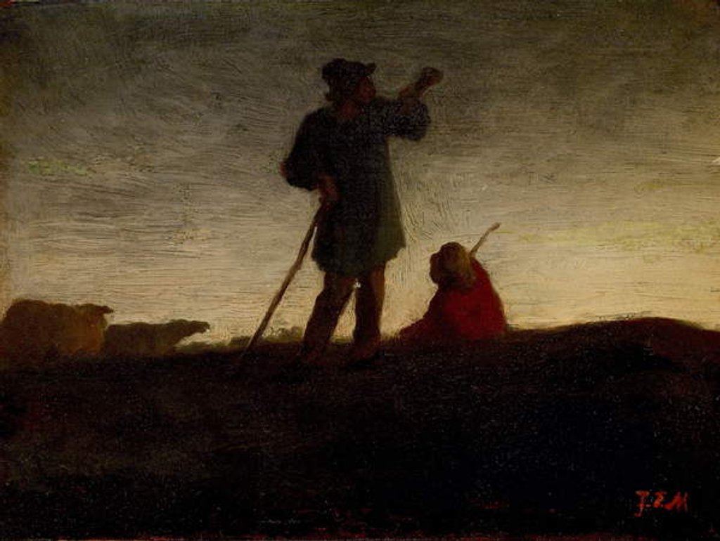 Detail of Recalling the Flock, 1866-72 by Jean-Francois Millet