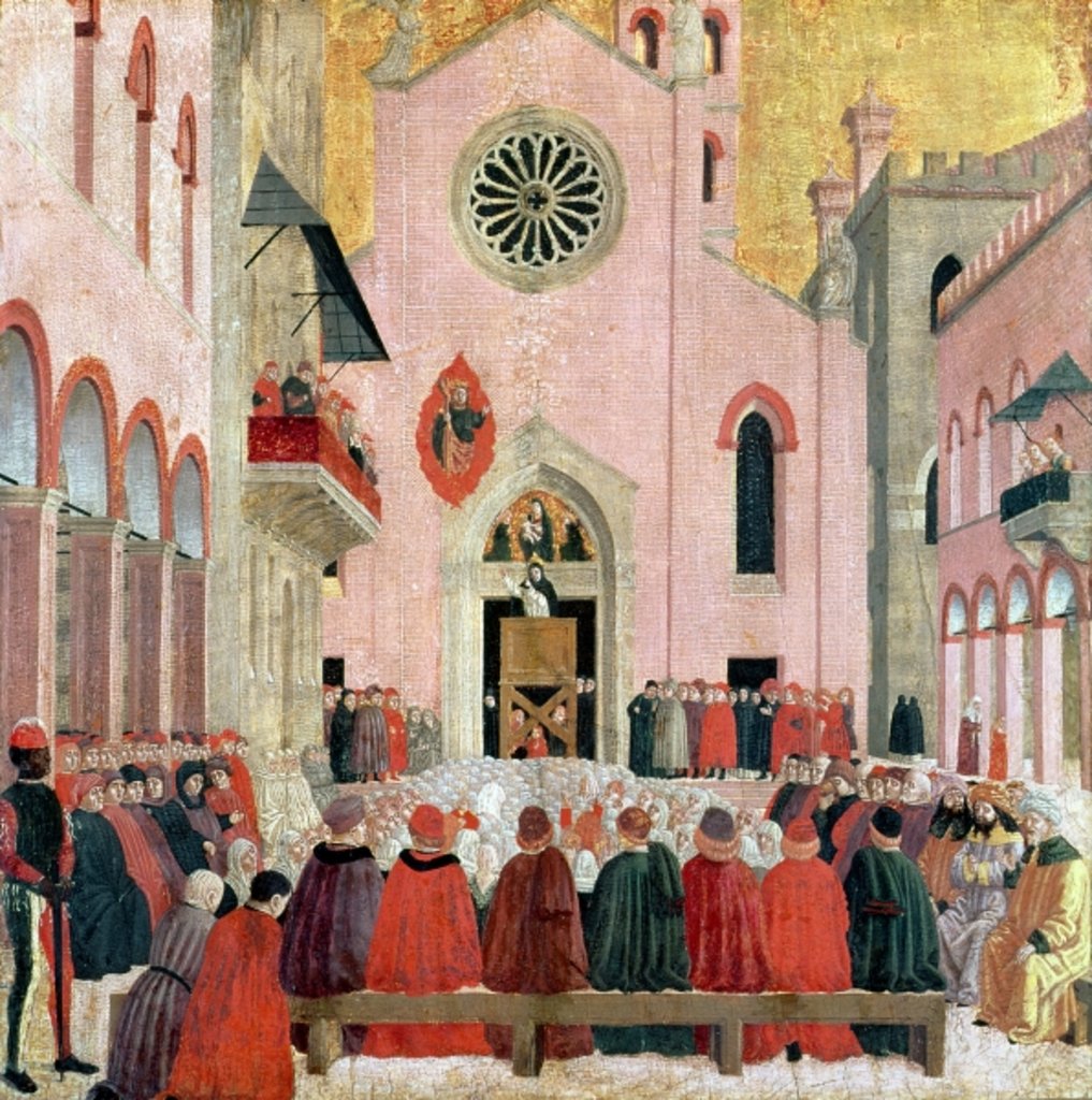 Detail of St. Vincent Ferrer Preaching in front of the Church of Sant' Eufemia in Verona by Bartolomeo degli Erri