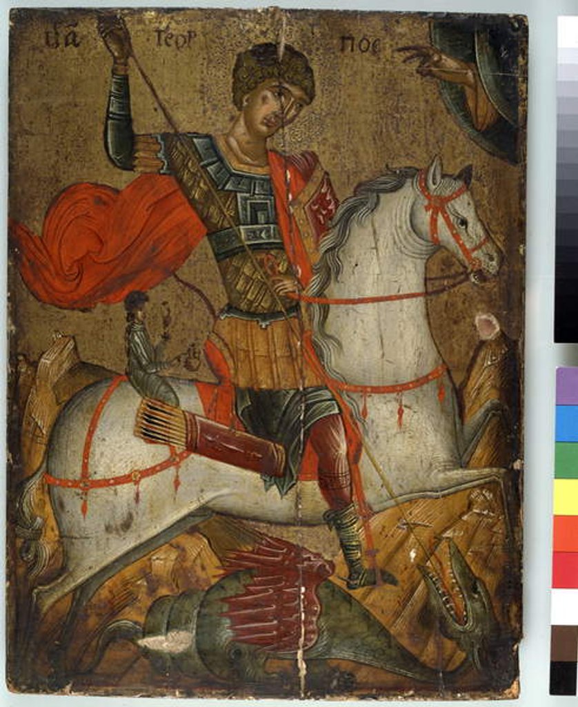 Detail of St. George slaying the Dragon, icon, Creto-Venetian School by School Greek