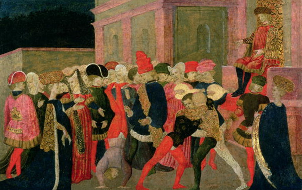 Detail of An Acrobat and Wrestlers Performing, 15th century by Apollonio di Giovanni di Tommaso