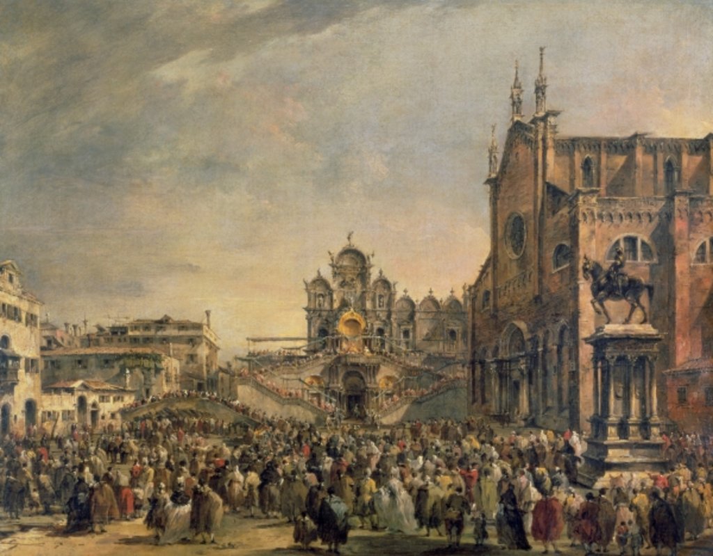 Detail of Pope Pius VI Blessing the Multitude on the Campo SS. Giovanni and Paolo, 18th century by Francesco Guardi