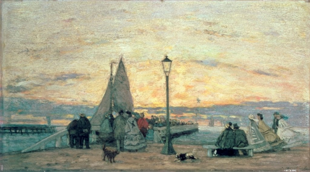 Detail of The Jetty at Trouville: Sunset, 1864 by Eugene Louis Boudin