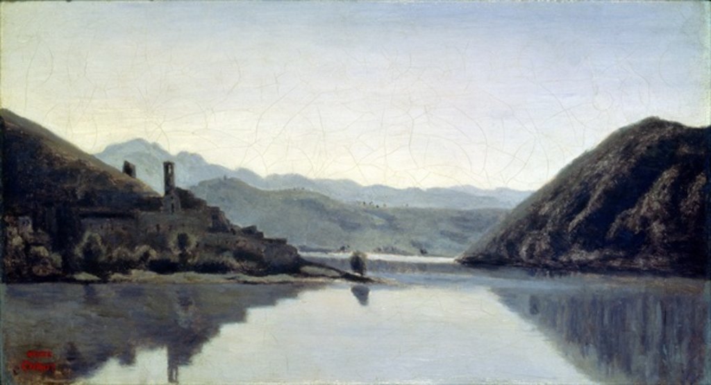 Detail of Lago di Piediluco, Umbria, 19th century by Jean Baptiste Camille Corot