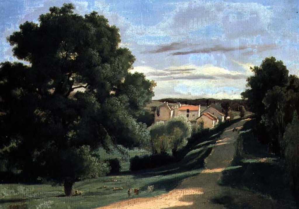 Detail of Landscape: Le Petit Charville, near Ville d'Array, 19th century by Jean Baptiste Camille Corot