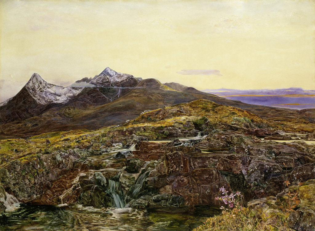 Detail of Cuillin Ridge, Skye from Sligechan, 19th century by John William Inchbold