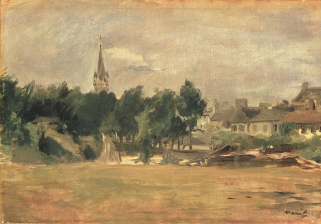 Detail of Landscape with a Village Church, 19th century by Edouard Manet