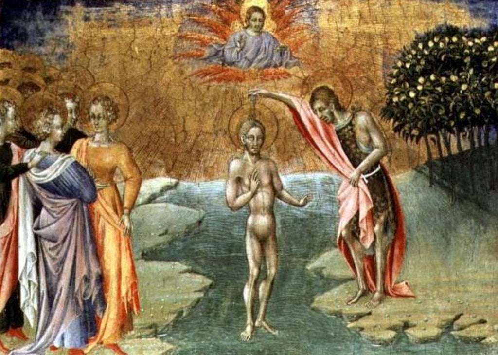 Detail of The Baptism of Christ, 15th century by Giovanni di Paolo di Grazia
