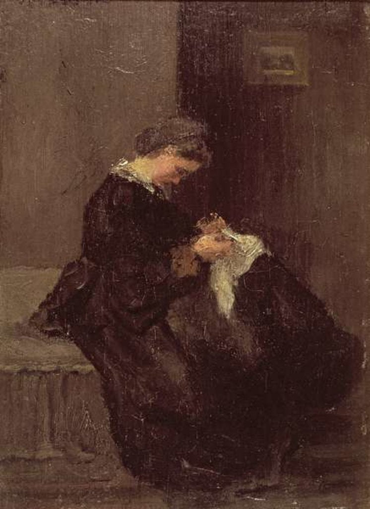 Detail of Madame Pissarro Sewing, 19th century by Camille Pissarro