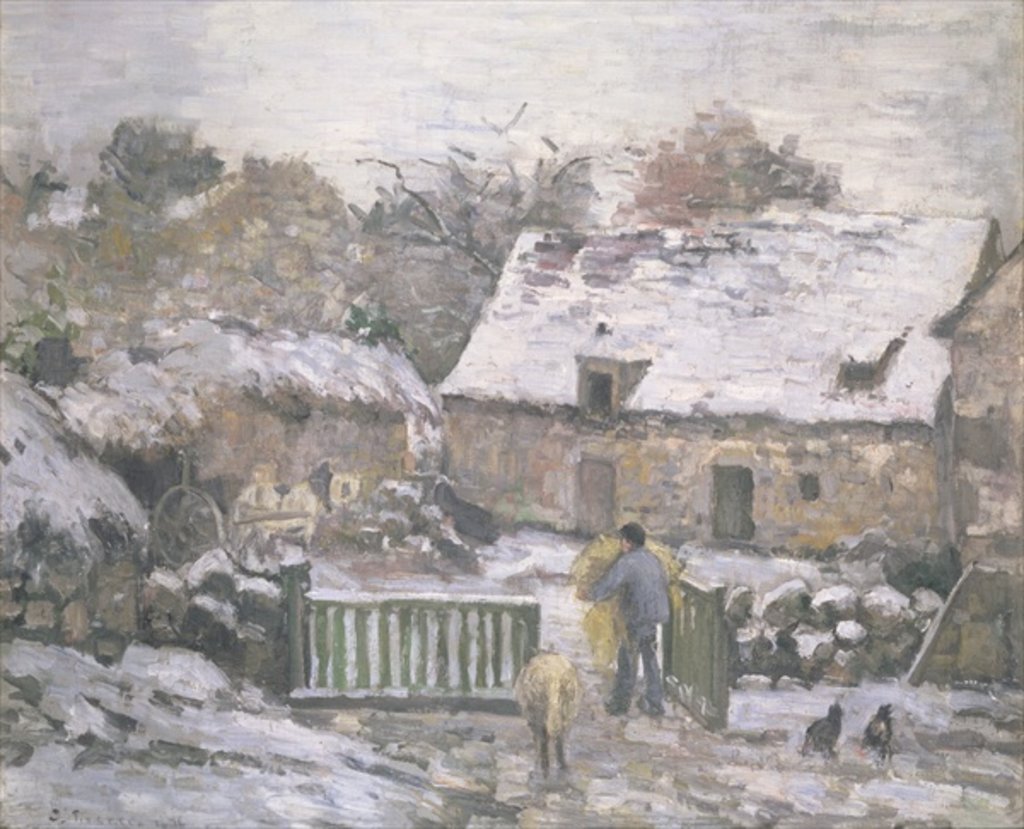 Detail of A Farm at Montfoucault: Effect of Snow, 1876 by Camille Pissarro