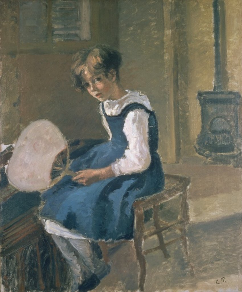 Detail of Portrait of Jeanne Holding a Fan, 19th century by Camille Pissarro