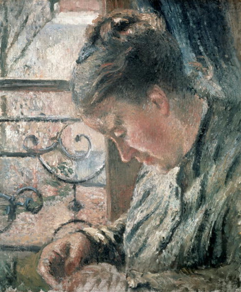 Detail of Portrait of Madame Pissarro sewing beside a Window, 19th century by Camille Pissarro