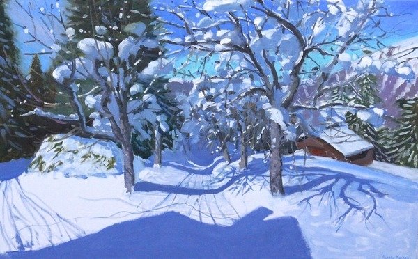 Detail of Winter Orchard, Morzine, 2015 by Andrew Macara