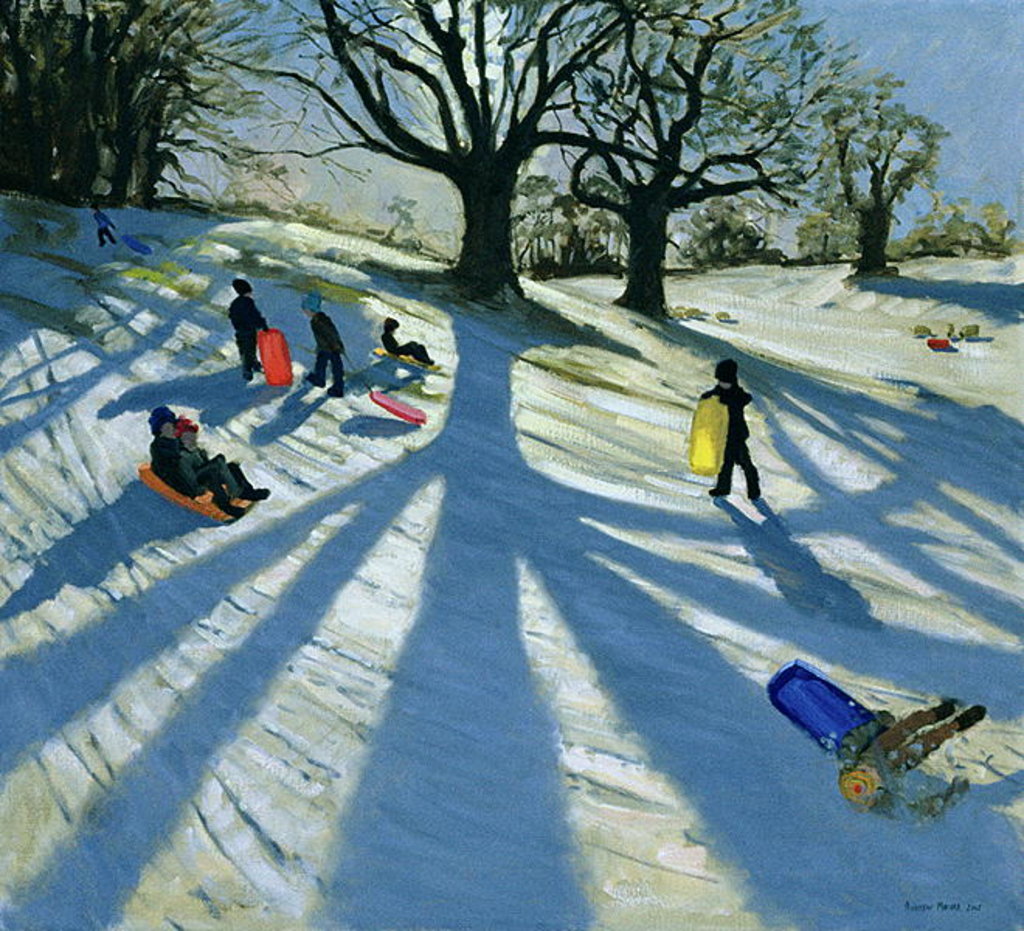 Detail of Winter Tree, Snow Sledgers, Calke Abbey, Derby by Andrew Macara