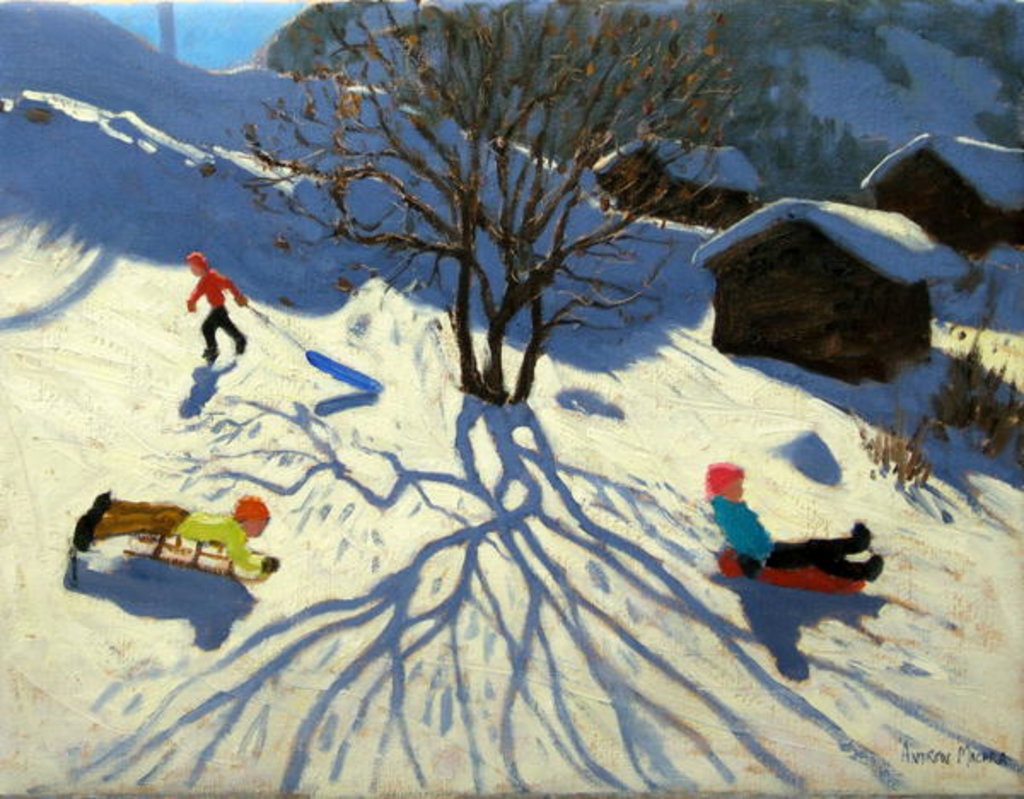 Detail of Winter hillside, Morzine, France by Andrew Macara