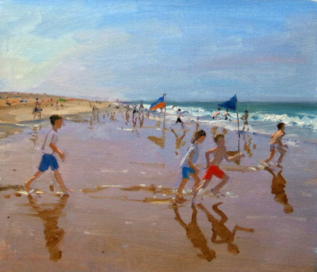 Detail of Flags and reflections, Montalivet by Andrew Macara