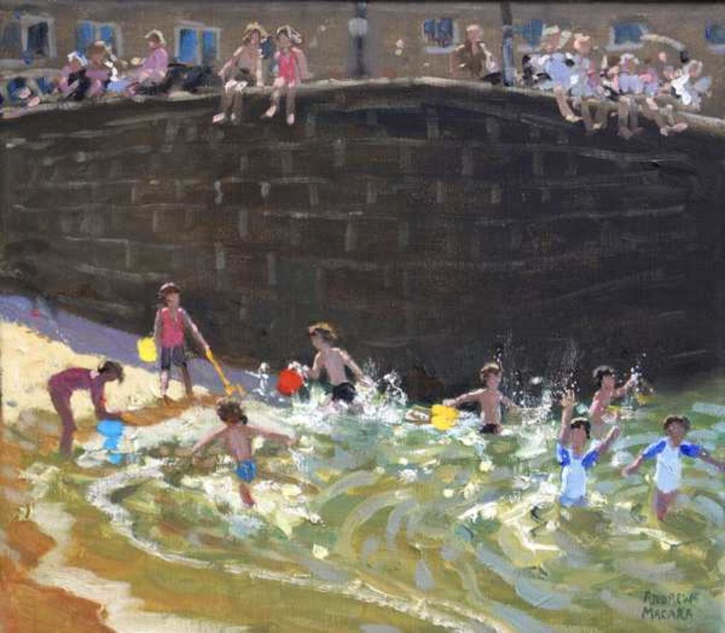 Detail of Splashing in Tenby Harbour, 2016 by Andrew Macara