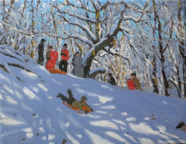 Detail of Sledging in Allestree Woods, 2011 by Andrew Macara