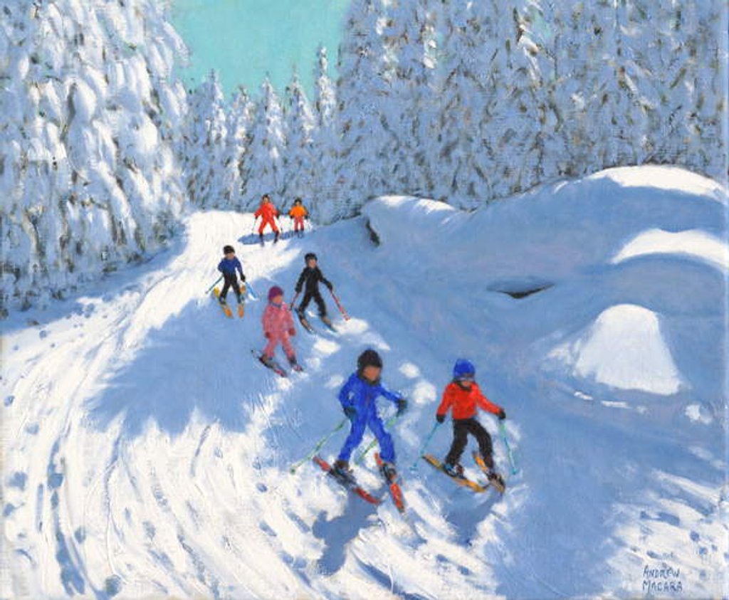 Detail of Skiing down the trail, Courchevel, 2018 by Andrew Macara