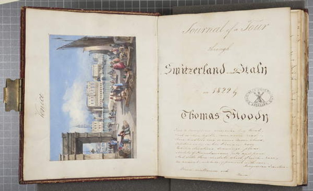 Detail of Venice, pasted into the title page of Thomas Moody's Journal of a tour through Switzerland and Italy, 1822 by Joseph Axe Sleap