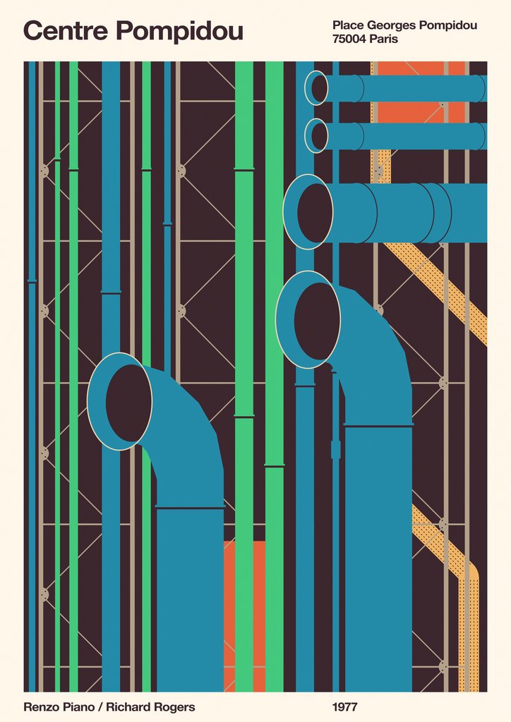 Detail of Centre Pompidou - Paris, 2020 by Florent Bodart