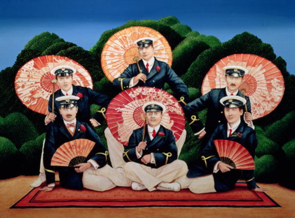 Detail of Sailors with Umbrellas, 1995 by Anthony Southcombe