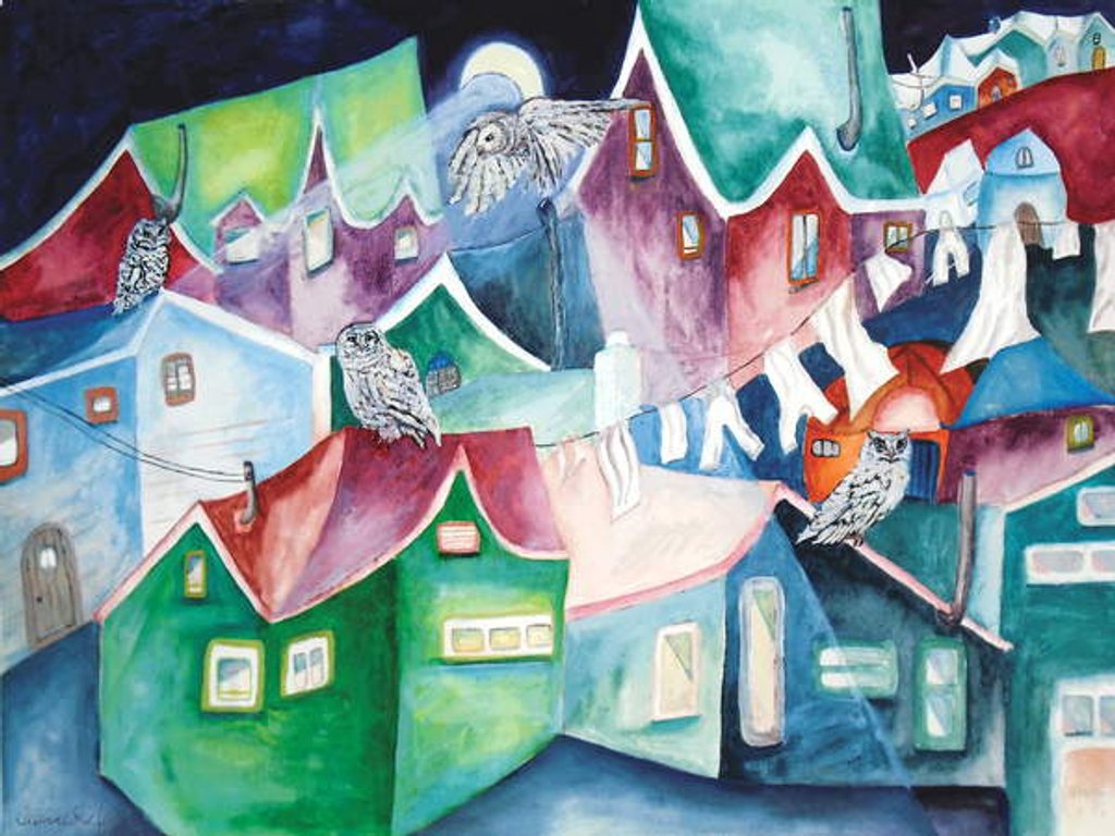 Detail of Night Owls, 2015 by Deborah Eve Alastra