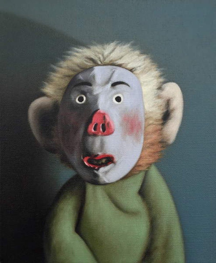 Detail of Monkey in Pig Mask, 2005 by Peter Jones