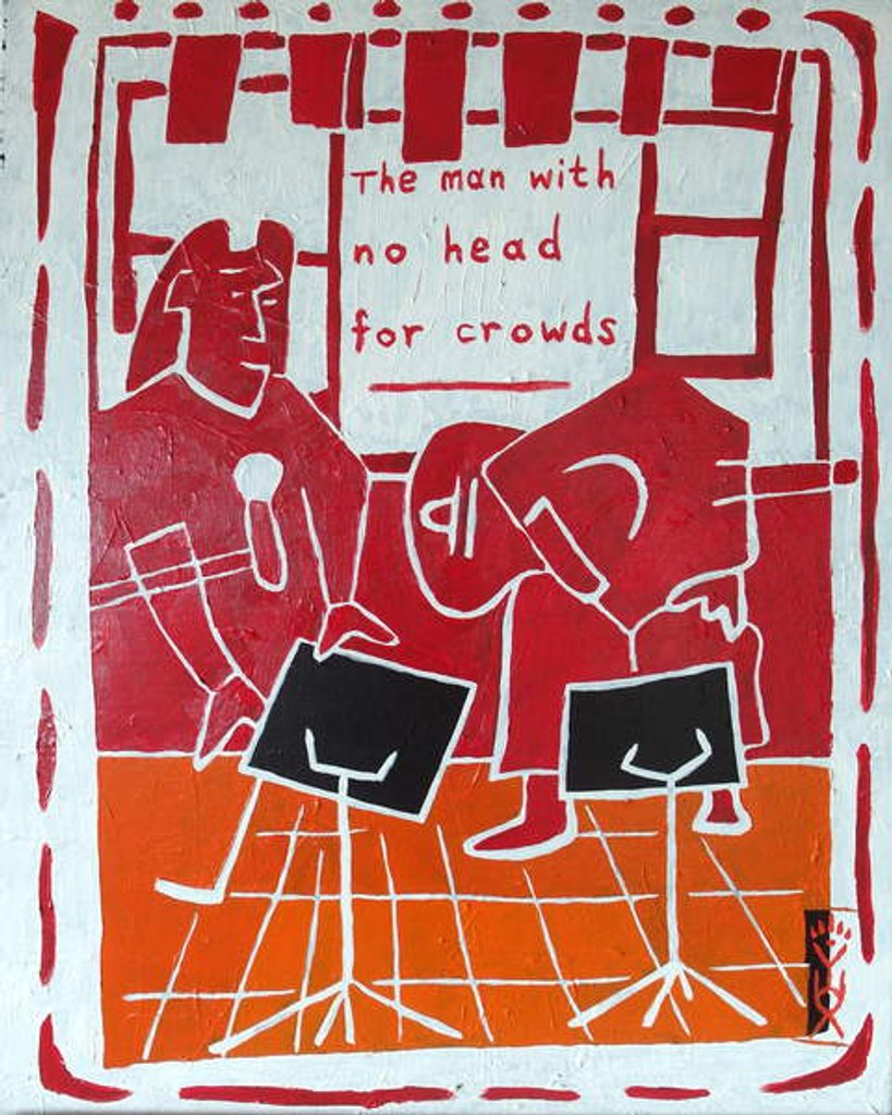 Detail of The man with no head for crowds, 2012 by Timothy Nathan Joel