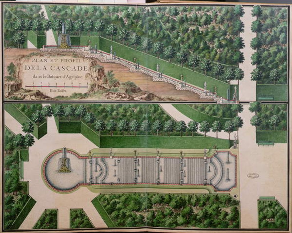 Detail of Plan of the Cascade in the Grove of Agrippina by French School