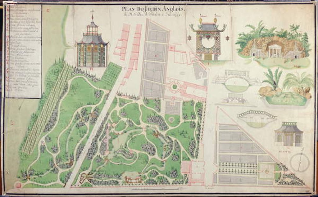 Detail of Plan of the English Landscape Garden of the Duke of Praslin in Neuilly-sur-Seine, 1788 by French School