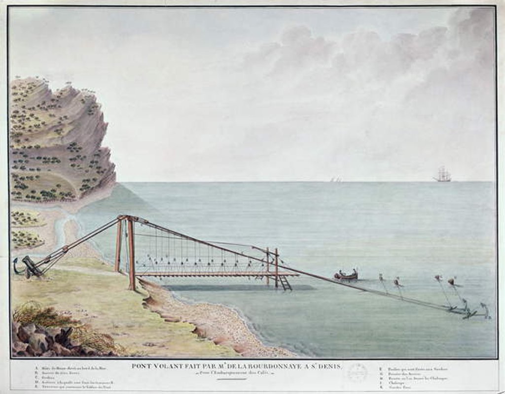 Detail of Floating Bridge for Loading Coffee, Saint-Denis, La Reunion, c.1730-40 by French School