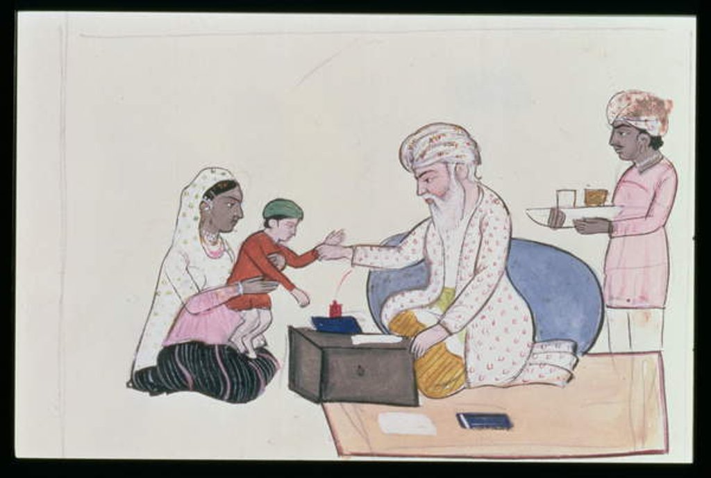 Detail of Indian Doctor Examining A Patient, c.1890 by Punjabi School