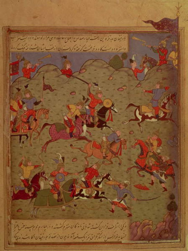 Detail of Codrington MS. A battle scene by Persian School