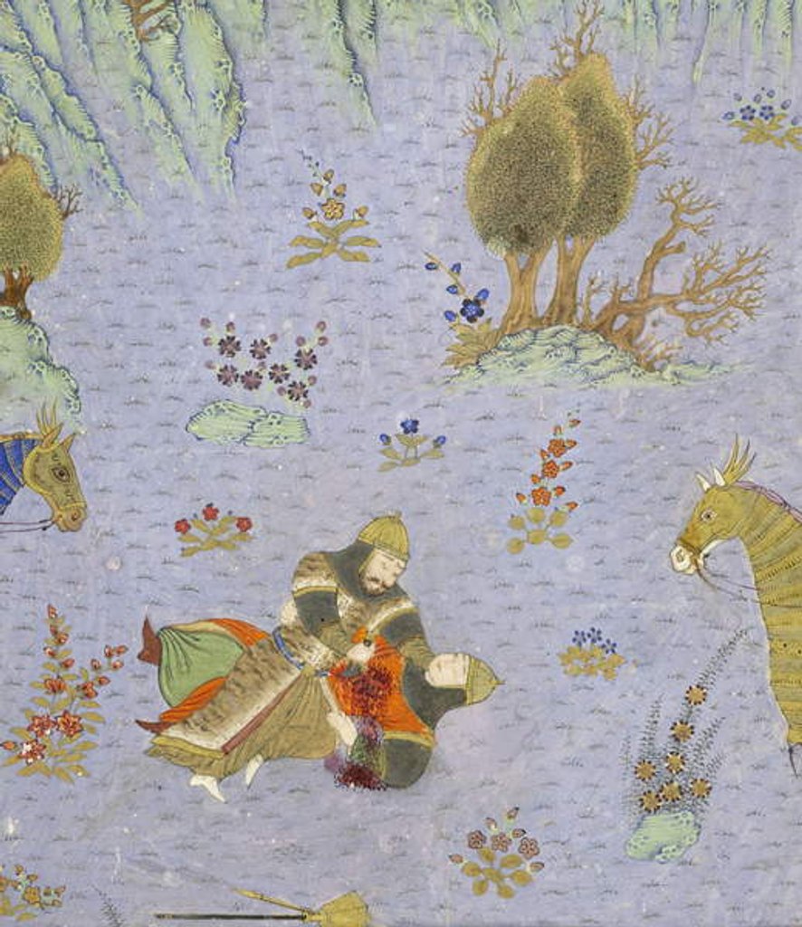 Detail of Persian 239 fol.67b Detail: Suhrāb slain by Rustam by Persian School
