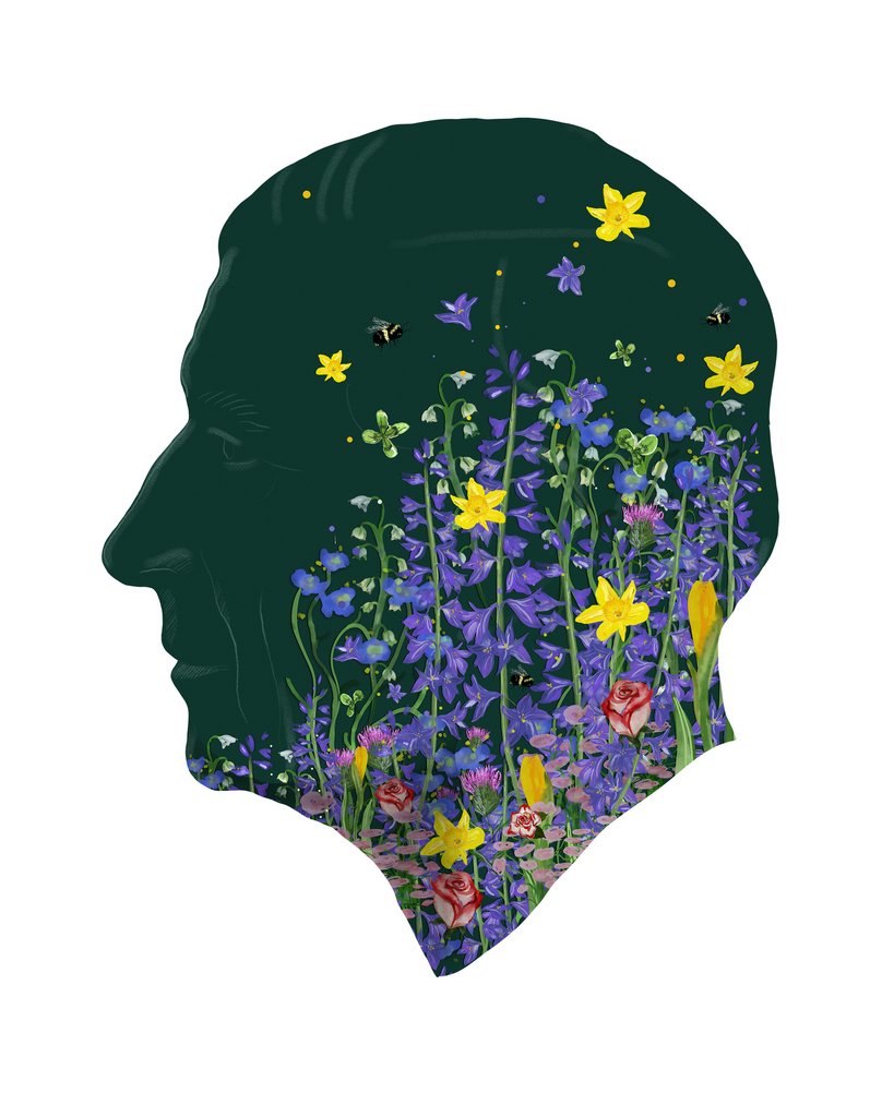 Detail of King Charles III, Coronation Floral Portrait, 2023 by Marianna Kulukundis