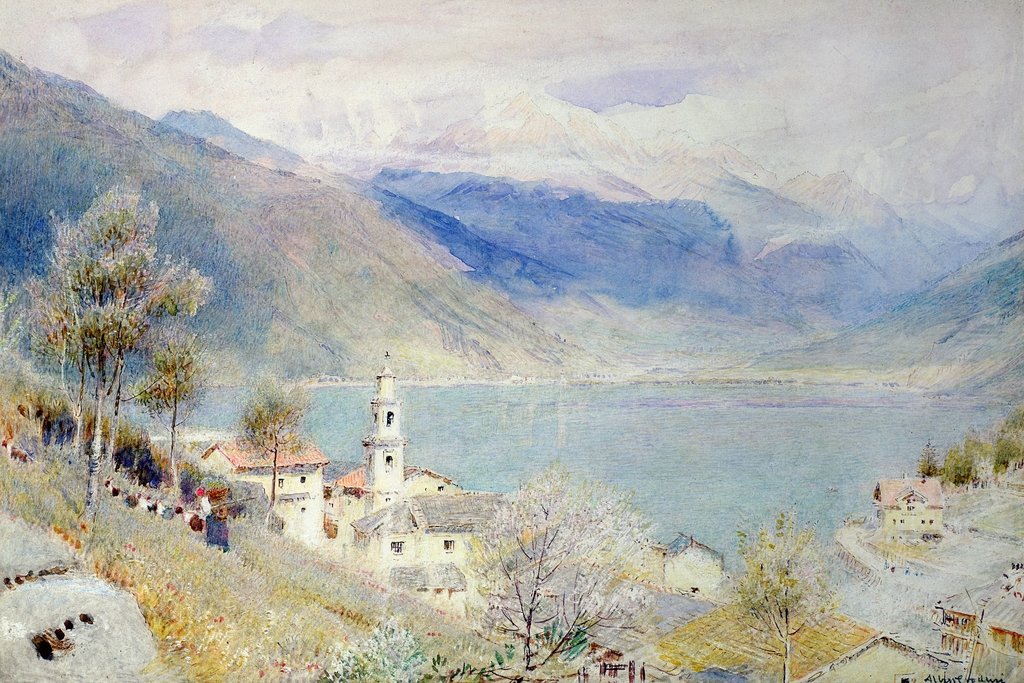 Detail of Lake Scene by Albert Goodwin