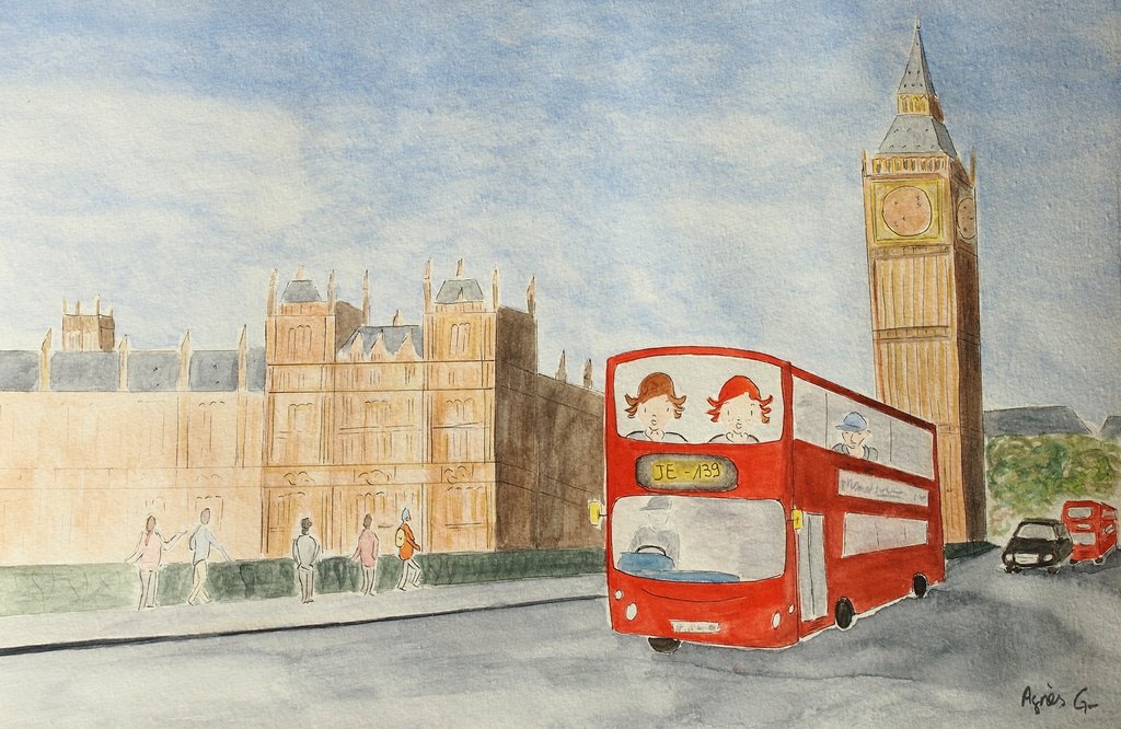 Detail of The Voyage, London 2015 , watercolour on paper by Agnes Girardon