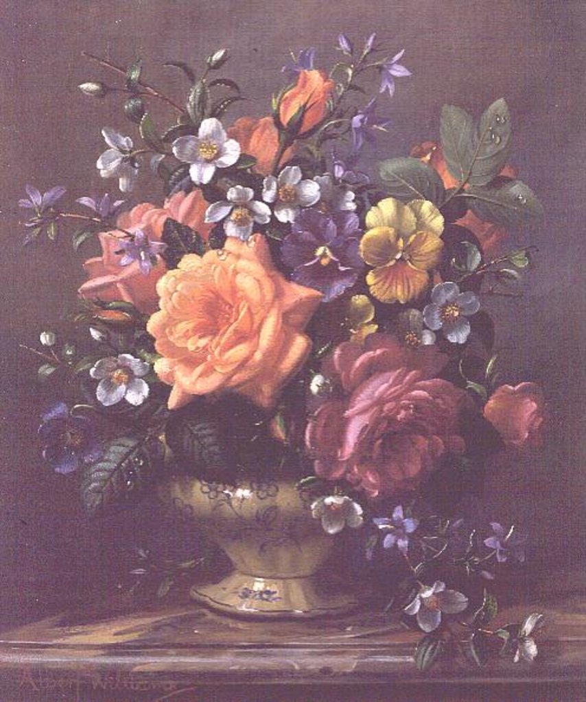 Detail of AB111/2 Roses and pansies by Albert Williams