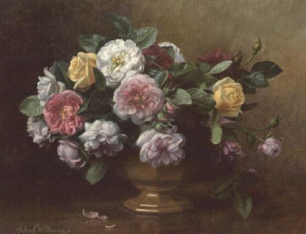 Detail of AB/119/2 A bowl of roses by Albert Williams