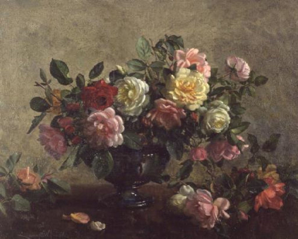 Detail of AB100 Rose Bowl filled with Roses by Albert Williams