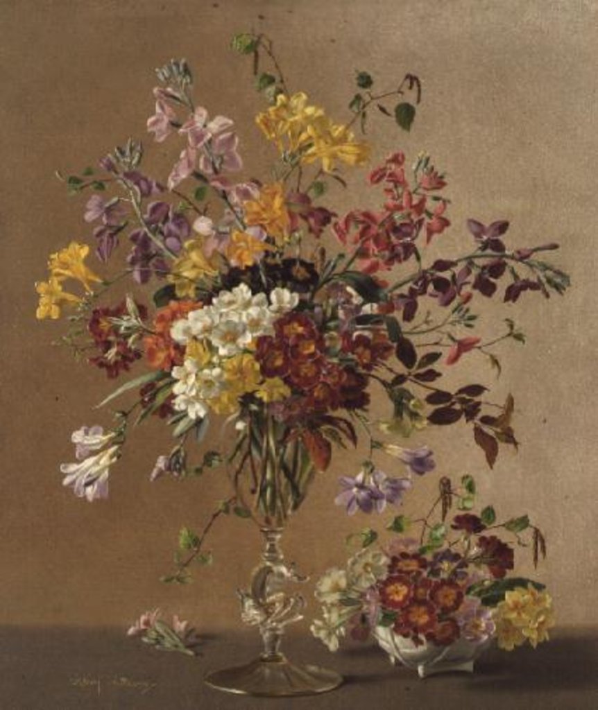 Detail of AW/243 Freesias and Primroses by Albert Williams