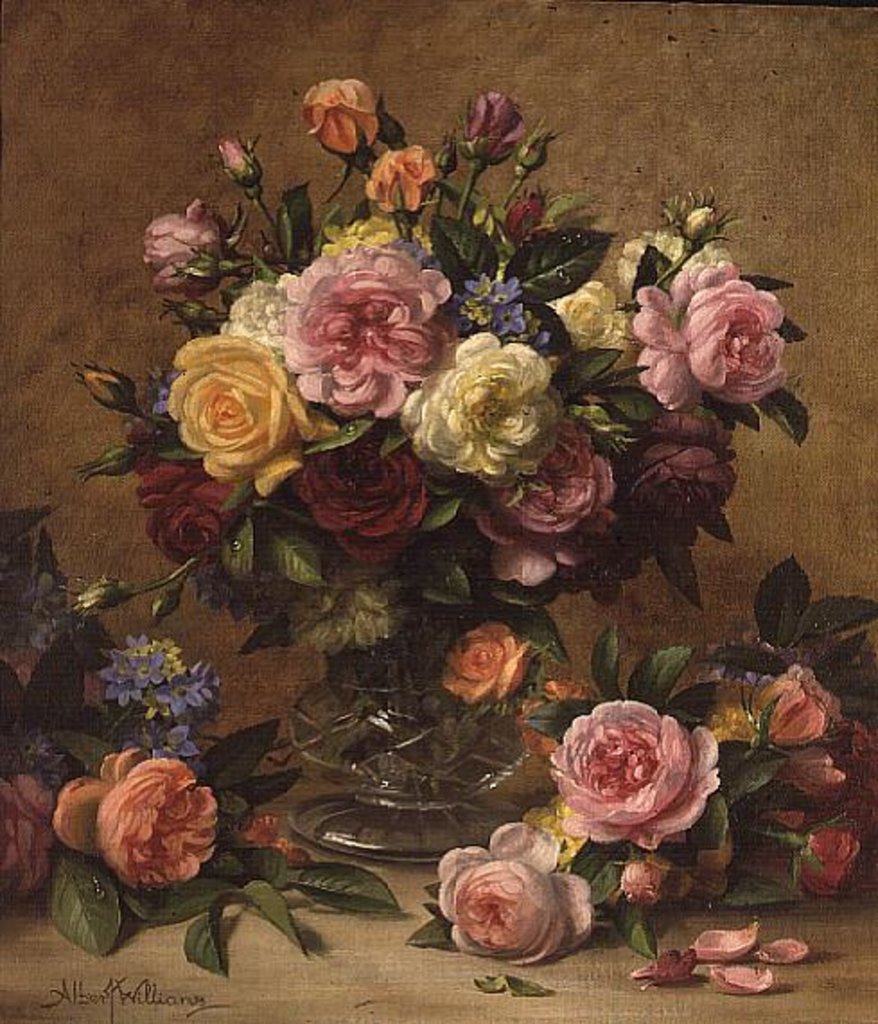 Detail of A Cluster of Victorian Roses by Albert Williams