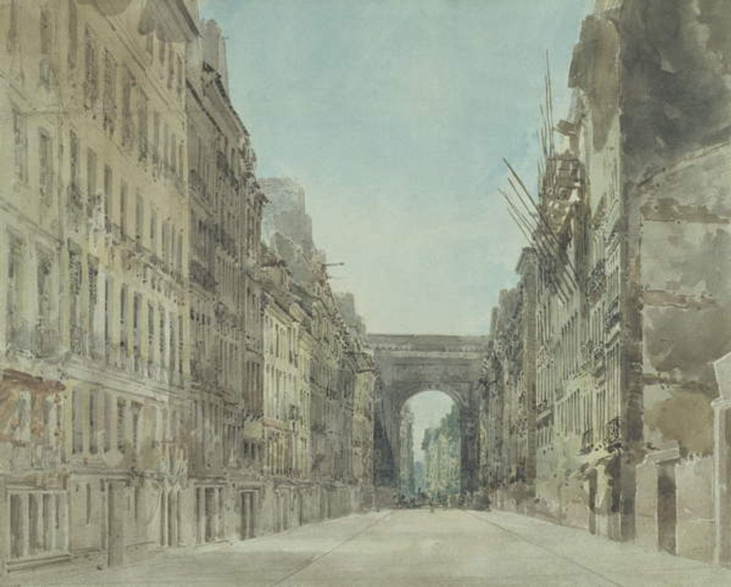 Detail of Rue and Porte St Denis, Paris by Thomas Girtin