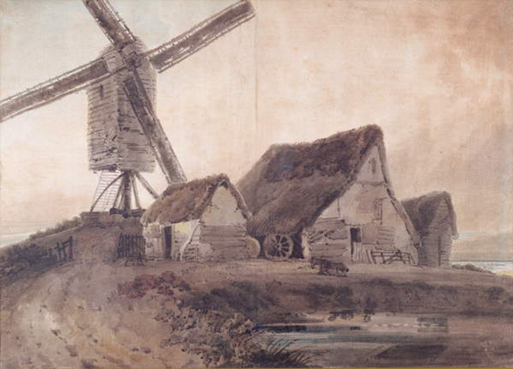 Detail of The Old Mill at Stanstead, Essex by Thomas Girtin