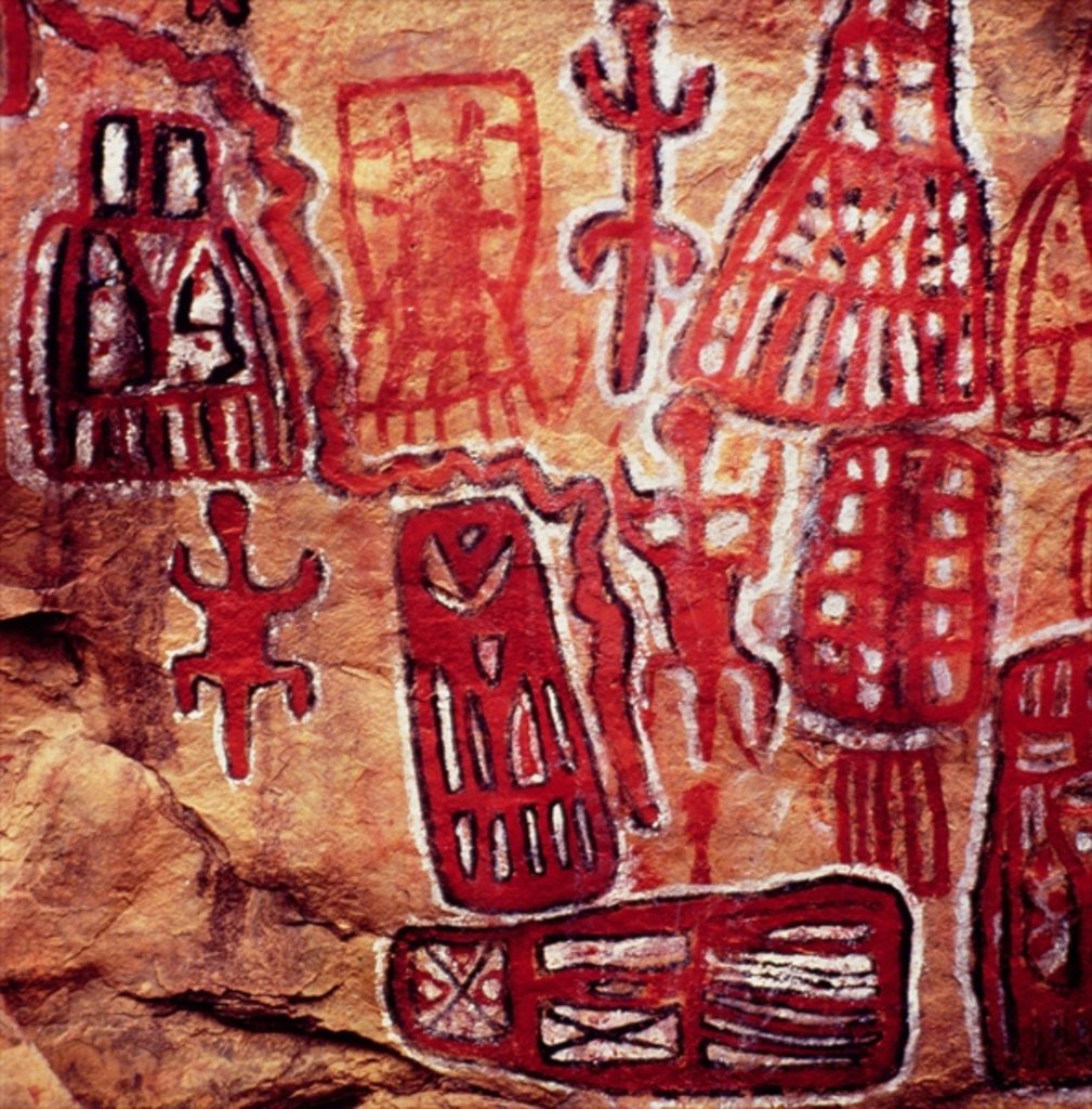 Detail of Prehistoric rock painting by Prehistoric Prehistoric