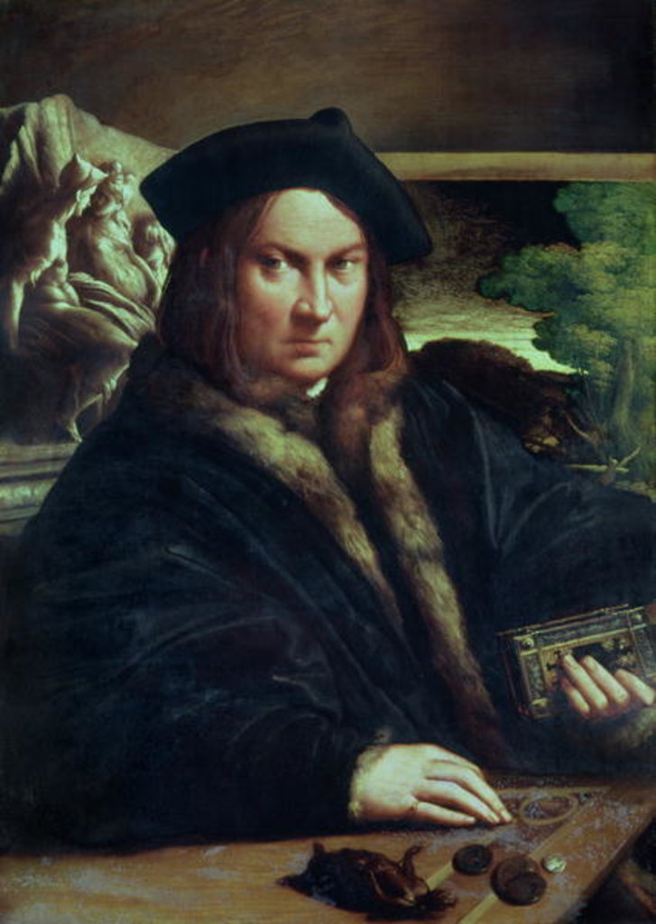 Detail of Portrait of a gentleman wearing a beret by Parmigianino