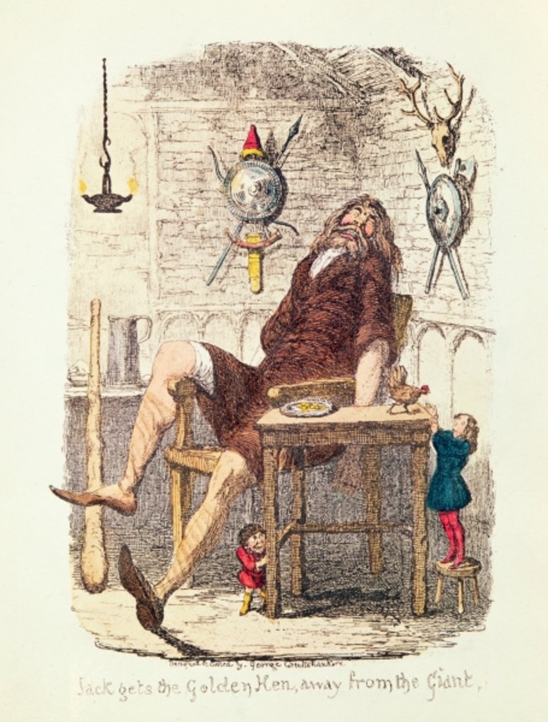 Detail of Jack Gets the Golden Hen away from the Giant by George Cruikshank