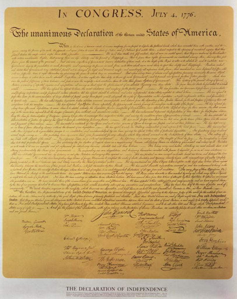 Detail of Declaration of Independence of the 13 United States of America of 1776, 1823 by American School