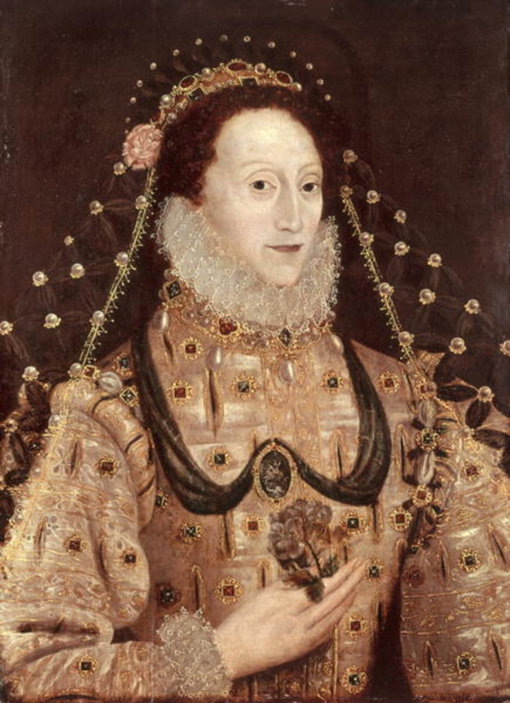 Detail of Portrait of Elizabeth I c.1575-80 by English School